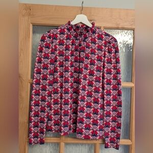 Boden Red and Blue Patterned Blouse